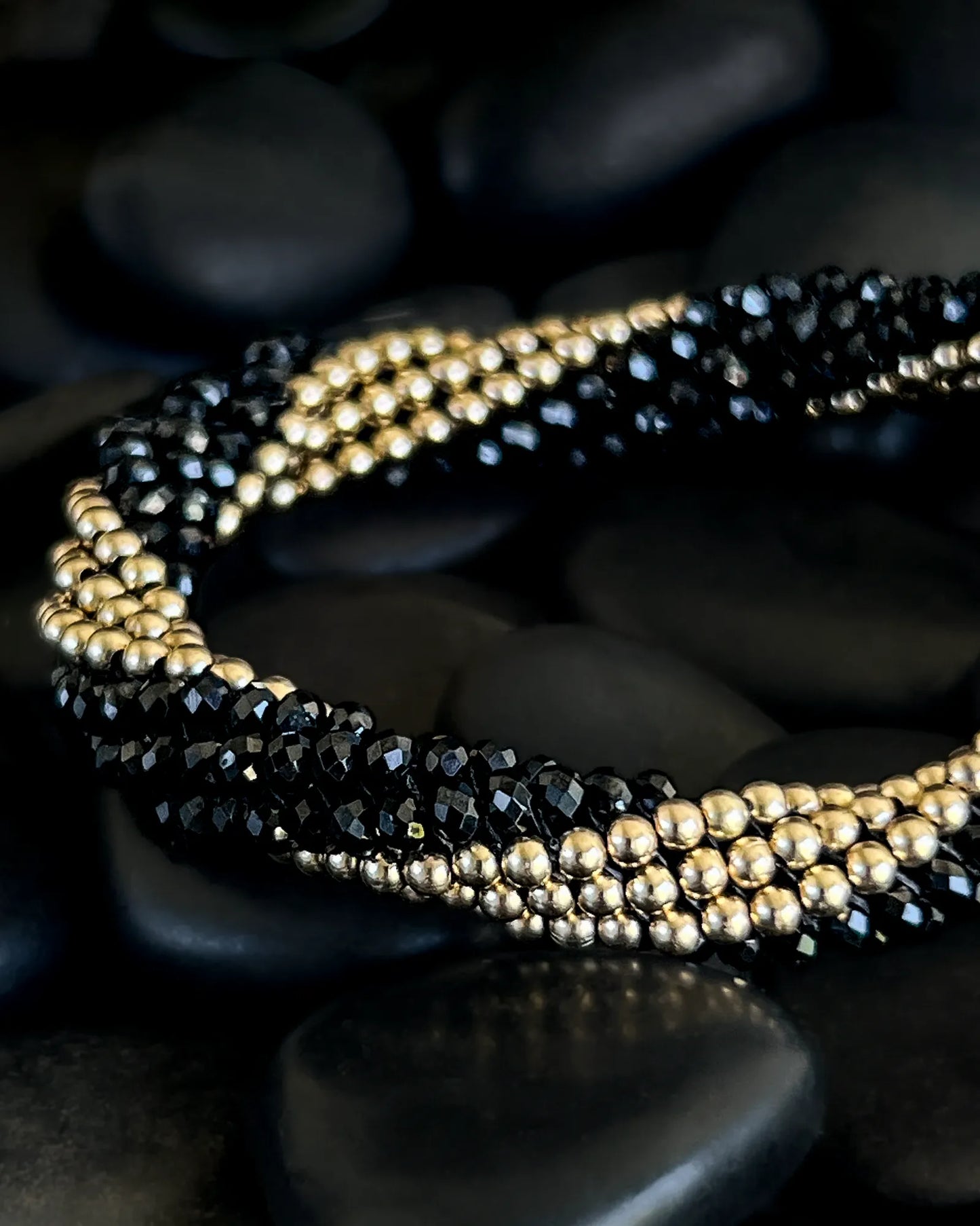 Elizabeth Black Spinel & Gold Bracelet