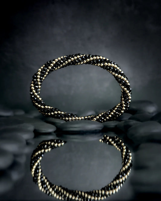 Rita Black Spinel & Gold Bracelet