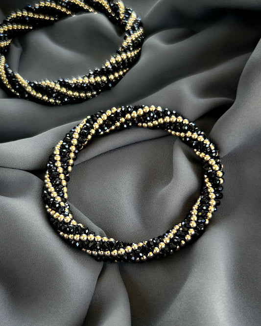 Rita Black Spinel & Gold Bracelet