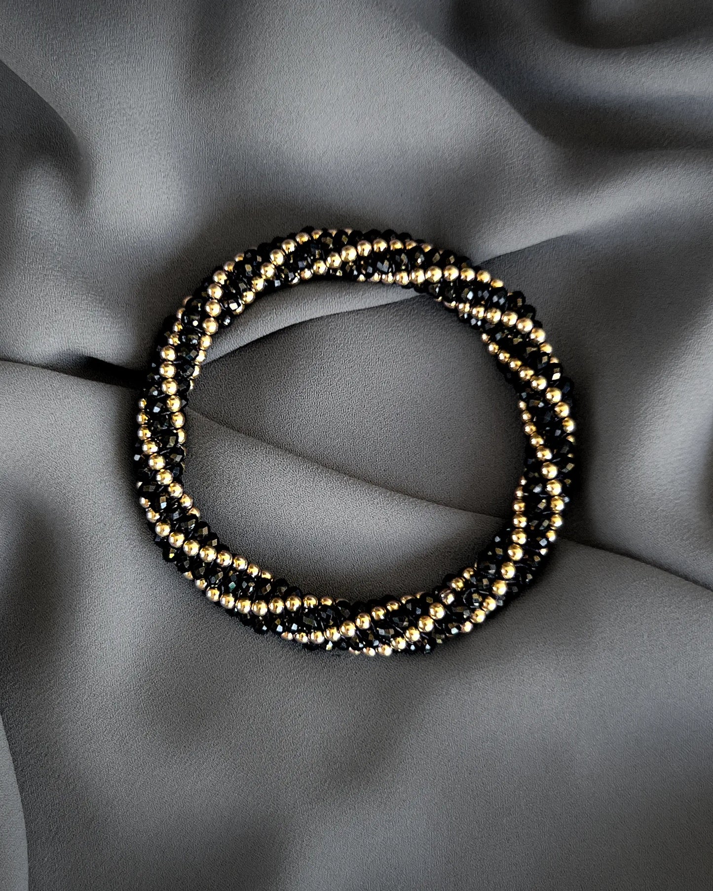 Rita Black Spinel & Gold Bracelet