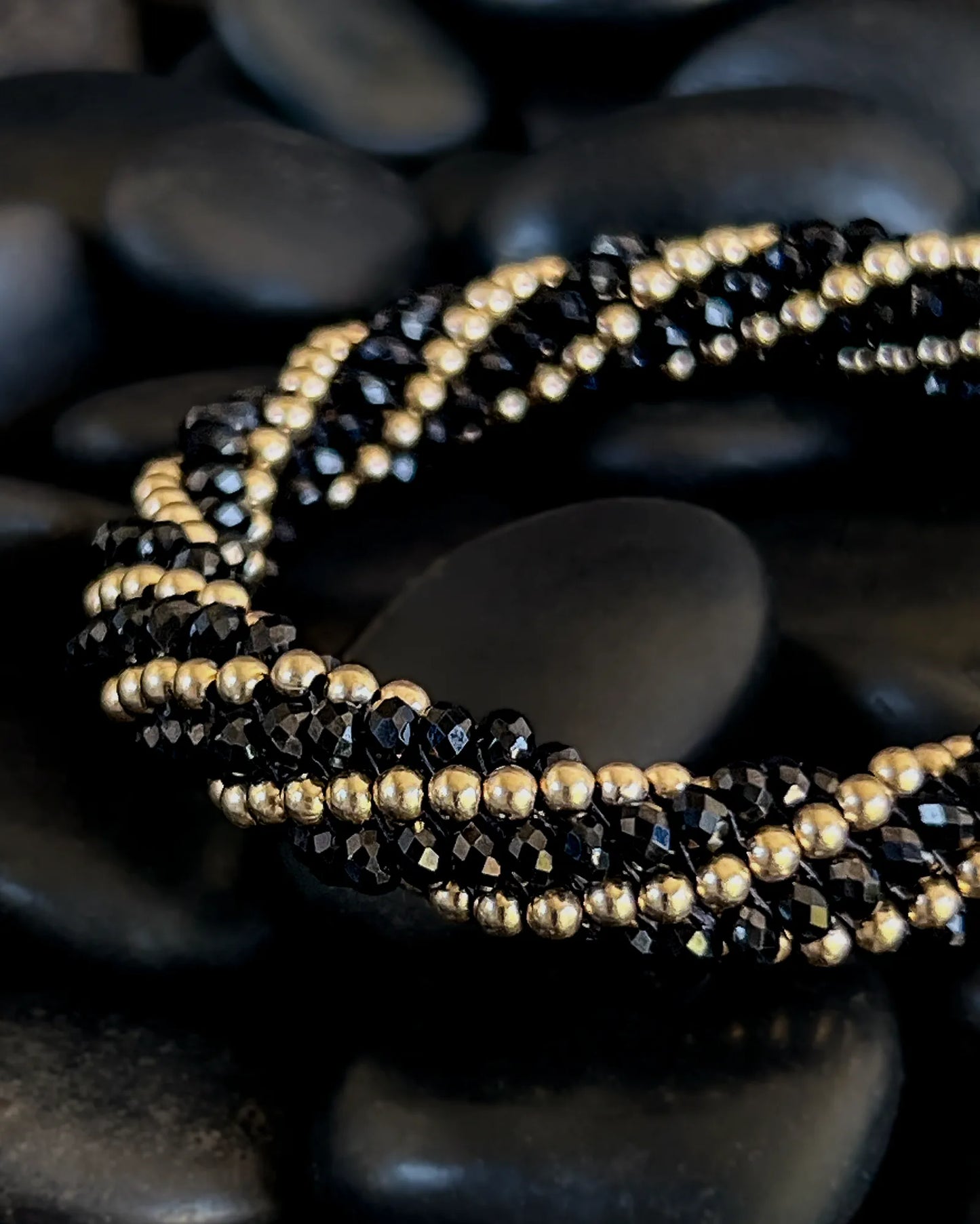 Rita Black Spinel & Gold Bracelet