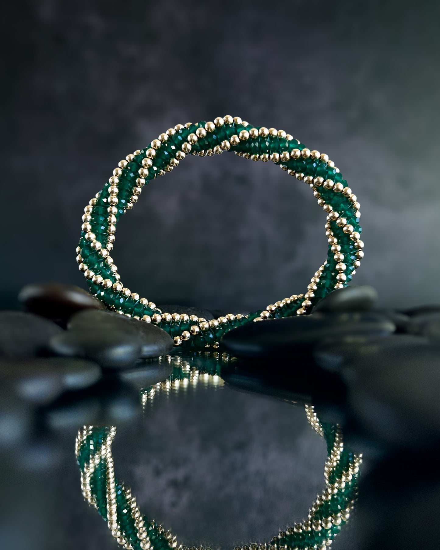 Rita Green Agate & Gold Bracelet