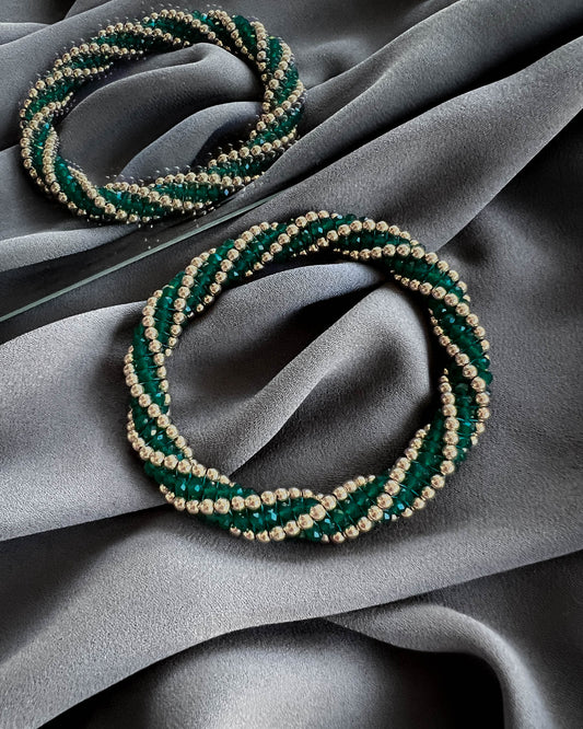 Rita Green Agate & Gold Bracelet