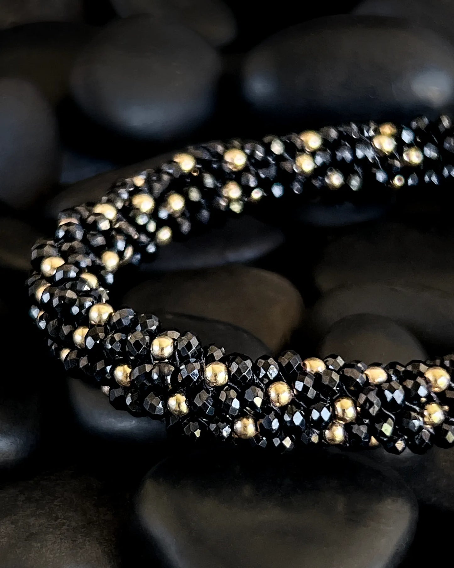 Sophia Black Spinel & Gold Bracelet